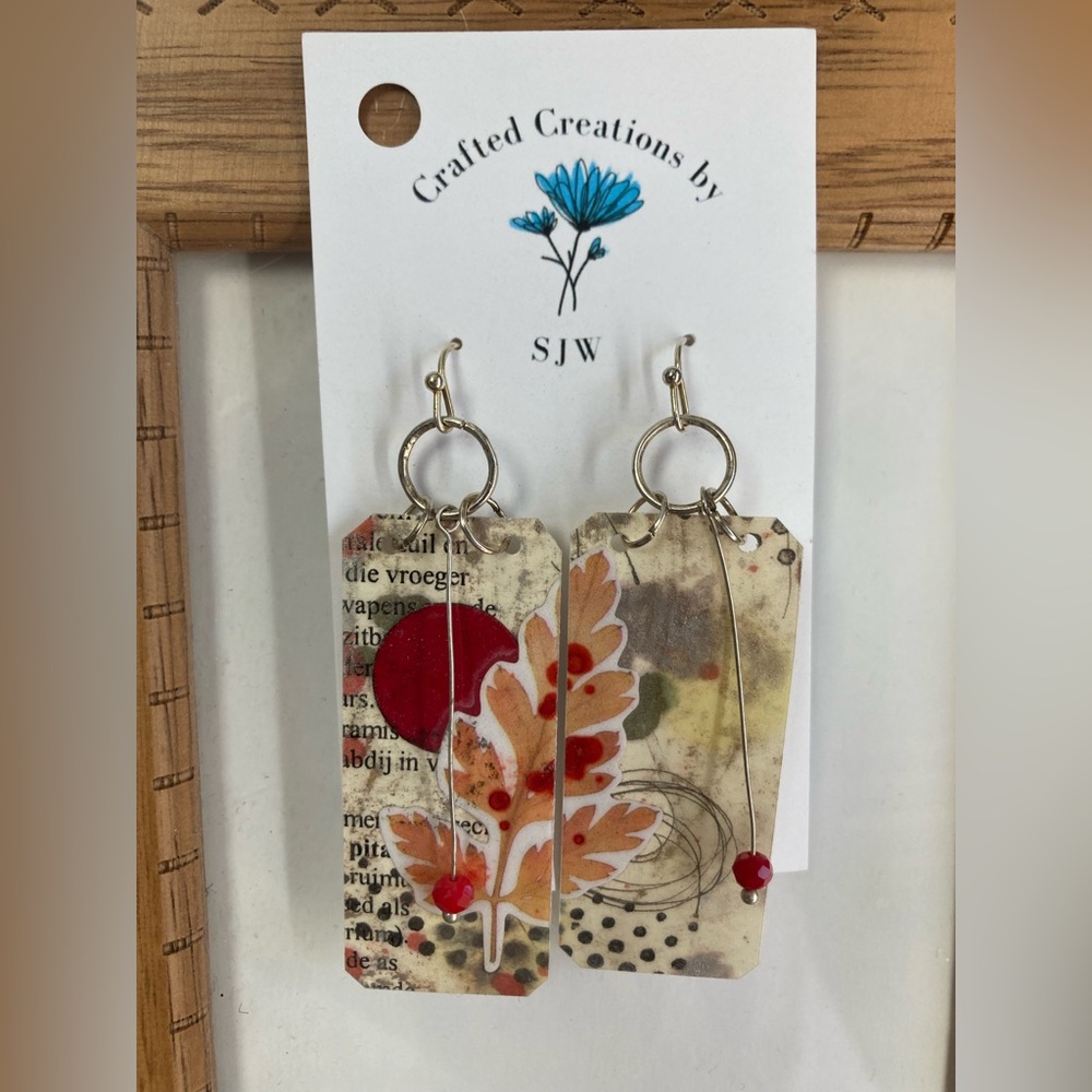 Artistic Dangle Earrings with Red and Orange Accents